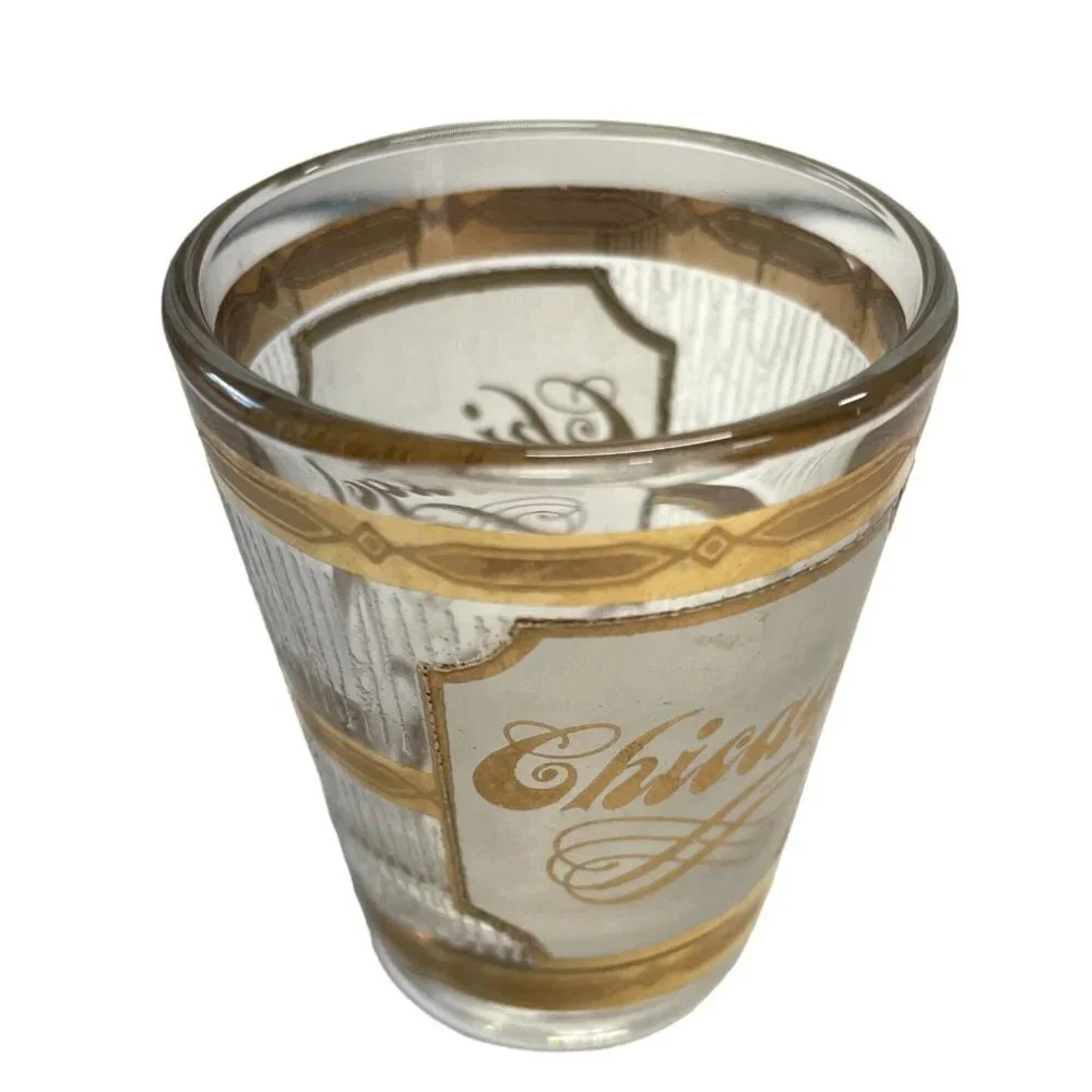 Culver 22k Gold Frosted Shot Glass‎ Chicago Vintage